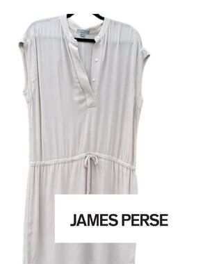 James Pearse Lightweight Drawstring Dress, Khaki cocktails/lunch Size 4 (Lg)